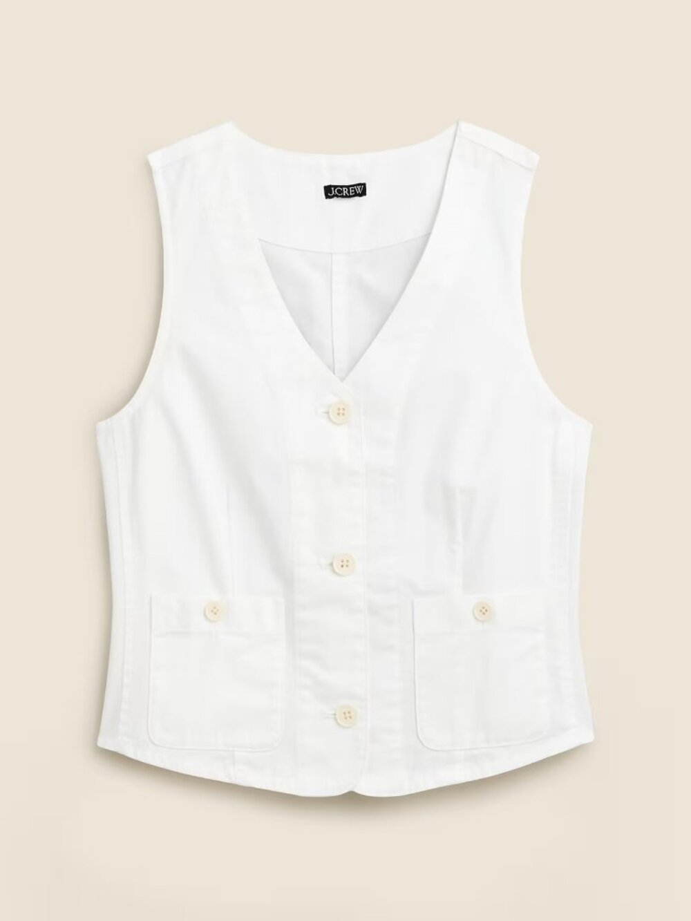 J. Crew Patch-Pocket Chino Vest White 4 #A3082 - Picture 3 of 11